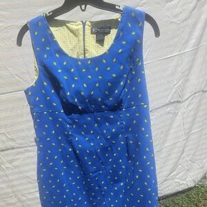 Vintage Blue Jumper Dress with Lemons Size 16